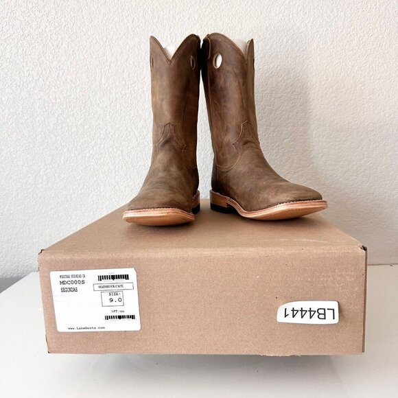 NEW Lane Capitan Mens Cowboy Boots 9D Brown Leather Soles Square Toe Western - Picture 12 of 13